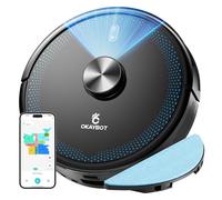 OKAYBOT V1 Robot Aspirador y Fregasuelos con Sistema Inteligente de Navegación Láser (LDS), Potente Succión 4000Pa, Robot Limpieza con Auto Carpet Boost, Alexa/WiFi/App, Ideal para Pelo de Mascotas