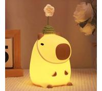 Okayera Bonita luz nocturna de capibara, lámpara de flores de animales blandos con temporizador recargable regulable, luz nocturna para guardería, decoración de mesita de noche, cumpleaños, Navidad