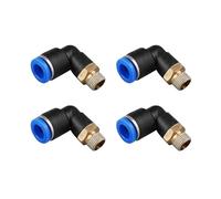 Okaywork 4 Pcs Conectores Rapidos Aire Comprimido, 6mm Codo de Rosca Exterior de 1/8", Racor Neumático Push to Connect, PL6-01 Adaptador de Línea de Aire de Liberación Rápida