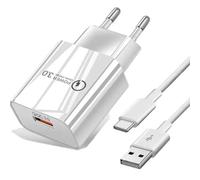 Okaywork Juego de Carga - 18W-5V-3A, Cargador rápido USB-C con Cable de Carga de 1,2 M, para teléfono móvil Android, Enchufe USB c, Enchufe USB.(Blanco)