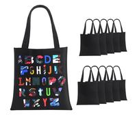 OKBA 10 bolsas de mano, bolsas de lona negra a granel, bolsa de compras de garabato, bolsas de lona en blanco para manualidades y manualidades decorativas de 12.2 x 14.2 pulgadas.