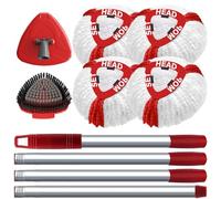 OKcedier Funda de recambio para Vileda Turbo 2 en 1, cabezales de recambio para fregona y fregona con 4 cabezales de microfibra, 1 palo, 1 base y 1 cepillo, apta para todo tipo de suelos