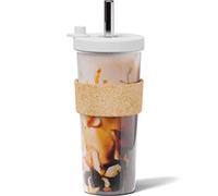Okchi - 24 oz a prueba de fugas, reutilizable Boba Cup and Smoothie Tumbler por Dodoko con tapa resellable,Paja ancha de acero inoxidable para té y boba,Apto para lavavajillas,Libre de BPA - Blanco