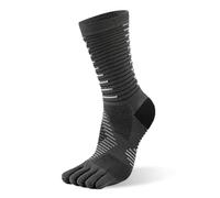 Okdance Calcetines de longitud media para correr, para hombre, material Coolmax, de secado rápido, separador de dedos para senderismo, correr, maratón, senderismo, gris, L