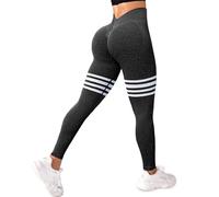 Okdance - Leggings de talle en V con rayas para mujer, talle alto, esculpido para gimnasio, control de abdomen, efecto pompis para mujer, yoga, entrenamiento, S