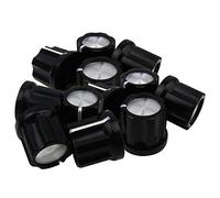 Okeeyseda 0Degree Guitar Pot Knob Guitar Amp Botones Botones Tipo D Eje Potenciómetro Ollas Perillas, Black Cap Silver Top, Paquete de 12