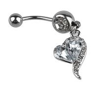 Okeeyseda 1 unids de Anillo de Vientre de Rhinestone en Forma de Corazon de Cristal Anillos de Ombligo de Barbells para perforacion del Cuerpo,