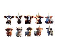 Okeeyseda 10 Piezas de Vaca Coche Colgante Hogar áRbol DecoracióN, Adorno de Navidad, DecoracióN del Hogar