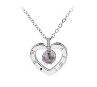 Okeeyseda 100 Idiomas Te Colgante de ProyeccióN Collar Joyas de Dama Collar de Boda de Memoria de Amor Regalo de San ValentíN 2