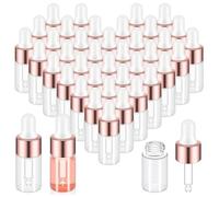Okeeyseda 100 Piezas Mini Botella Cuentagotas de Vidrio Cuentagotas de Aceite Transparente Contenedores de Muestra de Gotas de Vidrio para Viajar 3 Ml