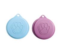 Okeeyseda 2 Piezas Cubiertas de Alimentos de Hojuela de Lata para Perro Mascota Reutilizable con Estampado Tapas de Plástico de Latas de Mascotas Frescas -Color Aleatorio