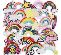 Okeeyseda 25 Piezas Bordado para NiñOs con ArcoíRis para Coser/para Planchar Apliques para Ropa Jeans Costura Flores Apliques Accesorio DIY