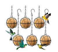 Okeeyseda 6 Comederos de Bolas para Pájaros, Comederos de Bolas de para Pájaros, Comederos de Pájaros Colgantes de Metal con, Comedero de Bolas de Redondo Negro