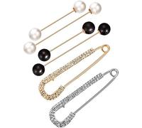 Okeeyseda 6 Piezas Conjunto De Clips De Chal De Suéter, Incluido Doble Faux Broche De Perlas Patas Y Clips De Mantón De Cristal para Mujer Chicas Accesorio De Vestuario