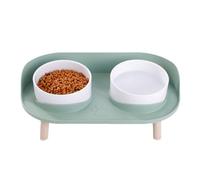 Okeeyseda Alimentador para Mascotas, Comedero Doble Antigolpes, Alimentador de Agua Potable para Perros y Gatos, Protección Cervical, Suministros para Mascotas, Verde