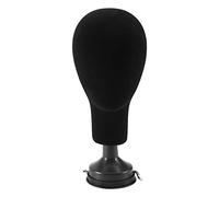 Okeeyseda Cabeza de Maniquí de Espuma de Poliestireno Modelo de Cabeza Escaparate de Gafas Titular de Peluca Con Soporte de Base - Negro, 37cm