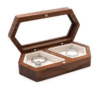 Okeeyseda Caja de Madera para Anillos con 2 Ranuras, Organizador Diario para Guardar Anillos, Pendientes y Joyas, Caja de Compromiso para Anillos de Boda B
