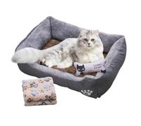 Okeeyseda Cama para Perros Sofá Cama para Perros y Gatos Casa para Perros Cueva Rectángulo Sofá Cama Suave para Perros y Gatos con Tapete Refrescante, Manta y Hueso de Juguete