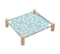 Okeeyseda Cama Tipo Hamaca para Gatos y Perros, Hamaca de Madera para Gatos, Cama de Refrigeración Elevada, Cama para Mascotas Portátil Desmontable para Interiores y Exteriores, Adecuada e