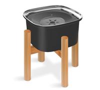 Okeeyseda Cuenco Elevado de Agua para Perros de 3 litros, Cuenco Elevado de Comida para Perros de Acero Inoxidable con Soporte, Gran Capacidad, Sin Derrames, Negro