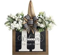 Okeeyseda de Puerta Delantera el AñO, de Granja de 16 Pulgadas, Coronas de para DecoracióN de Colgador Exterior de Puerta Delantera (H)