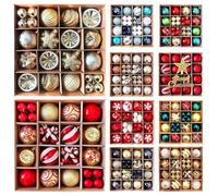 Okeeyseda Decoración Navideña Bola de Plástico Galvanizada de 6 cm Bola de Navidad Pintada con Forma Especial Regalo Árbol de Navidad