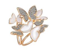 Okeeyseda Elegante 3 Anillos Bufanda de la Mariposa Anillo Bufanda de Seda Hebilla Clip ()