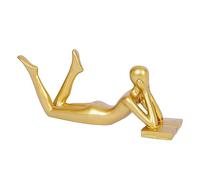 Okeeyseda Estatua de Lectura con DecoracióN Dorada, Decoraciones para el Hogar, DecoracióN del Hogar con Acento Dorado para Sala de Estar, Figuras de Lectura Abstractas de Resina A