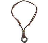 Okeeyseda Fashion Collar de CordÓN de Retro de los Hombres Anillo Doble CÍRculo Colgante Regalo de la JoyerÍA