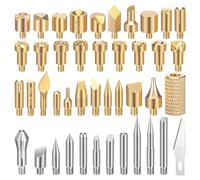 Okeeyseda Juego de 43 Piezas de Puntas para Quemar Madera, Punta para Quemar Madera, Plantilla de Puntas para Quemar Madera para Manualidades de Grabado y Tallado DIY