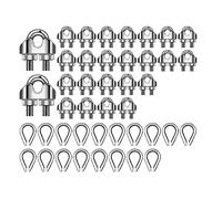 Okeeyseda Kit de 50 Piezas de Cable de Acero de 1/8 de Pulgada Abrazadera de Cable de Cable de Metal M3 y Dedales de Acero Inoxidable M3 para Aparejo de Cable de Acero
