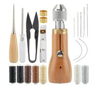 Okeeyseda Kit De PunzóN De Costura, Agujas Rectas Y Dobladas, Rollos De Hilos Encerados, Destornillador, Enhebrador De Hilo, Cinta MéTrica, Tijeras para Manualidades De Bricolaje