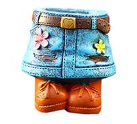 Okeeyseda Macetas Interior Jeans Únicos Falda Macetas de Resina Artesanías de Resina Estilo Pastoral Jardinera de Jardín Interior y Exterior C