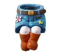 Okeeyseda Macetas Interior Jeans Únicos Falda Macetas de Resina Artesanías de Resina Estilo Pastoral Jardinera de Jardín Interior y Exterior A