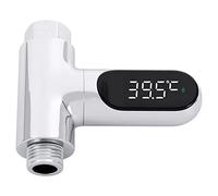 Okeeyseda Pantalla LED TermóMetro de Ducha de Agua en el Hogar Monitor de Medidor de Temperatura de Agua de Electricidad de Flujo AutomáTico para el Cuidado del