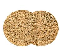 Okeeyseda Paquete de 2 Manteles Individuales Redondos de Jacinto de Agua, Manteles Individuales de Mimbre Tejidos de Calidad, 38 Cm