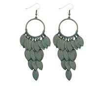 Okeeyseda Pendientes Largos Étnicos de La Vendimia de La Hoja de La Larga Cuelgan Los Pendientes Pendientes de Gota Étnicos Del Verano de Las Señoras