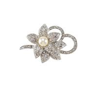 Okeeyseda Pin de Broche de Flores con Clase con Cristal Creado Brillante y Perla creada para la Boda de Navidad o Fiesta de graduacion