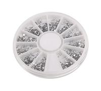 Okeeyseda Plata Rhinestones Cajas de Cristal Clave Manicura Unas de Arte Brillo 1,5 mm Rueda