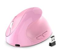 Okeeyseda Ratón Ergonómico Vertical Recargable Inalámbrico USB 2.4G para Computadora Portátil Ratón para Juegos Rosa