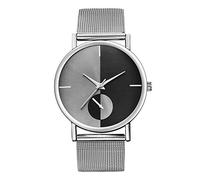 Okeeyseda Reloj De Cuarzo De Moda Reloj Unisexo Reloj De Pulsera para Niñas Señoras Reloj para Mujer Literal Negro + Plata