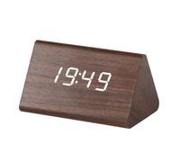 Okeeyseda Reloj de Madera Reloj Despertador Electrónico LED Multifuncional Reloj de Madera Controlado por Voz Reloj de Madera Silencioso Digital,C