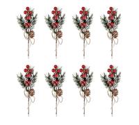 Okeeyseda Tallos de Bayas Rojas Ramas de Pino de Hoja Perenne DecoracióN de Bayas de Navidad 8 Piezas de Conos de Pino Artificial Guirnalda SeleccióN