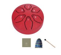 Okeeyseda Tambor de Lengua de Acero para Exteriores de 3 Pulgadas y 6 Tonos, Instrumento de Tambor de Lluvia, Mini Tambor de Mano, Baqueta Roja