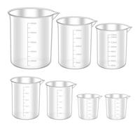 Okeno Select7 Piezas Juego de Tazas Medidoras, 30ml 50ml 100ml 150ml 250ml 500ml, Tazas de Precisión Termorresistentes Plástico con Escala para Laboratorio Cocina Detergente