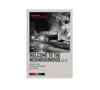 OKFPLM Boston Manor - Póster de estilo retro con texto en inglés "Welcome to The Neighbourhood" (50 x 75 cm), estilo vintage asiático, para decoración de dormitorio y sala de estar, 50 x 75 cm, estilo