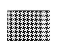 OKFSTY Alfombra de franela negra con estampado de pata de gallo de 80 x 58 pulgadas, alfombra antideslizante lista para el invierno para dormitorio, balcón, absorbente y duradera