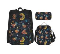 OKFSTY Cute Baby Sloths Sleeping - Mochila de 3 piezas, 16 pulgadas para niños, preescolar, primaria y fiambrera, peso ligero, Black, Talla única, Juego de mochila escolar