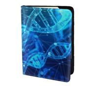 OKFSTY DNA Chain - Soporte para pasaporte con impresión fotográfica, de piel de vaca, personalizable, funda para pasaporte de viaje, 5.5 pulgadas, Black, Talla única