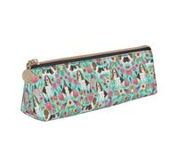 OKFSTY Estuche escolar Sweet Basset Hound Florals, estético con diseño triangular para niños, para pinceles, lápices, White, Talla única, Organizador de bolsas